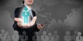 Businessman working with digital visual object, human resource Royalty Free Stock Photo