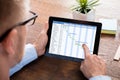Businessman Working On Gantt Chart On Digital Tablet Royalty Free Stock Photo