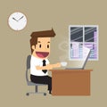 Businessman working hard night in office Royalty Free Stock Photo