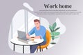 Businessman working at home. Cartoon style character. Vector illustration Royalty Free Stock Photo