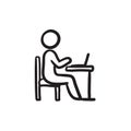 Businessman working on laptop sketch icon. Royalty Free Stock Photo