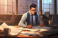 Businessman working in office. Business concept. 3D rendering. Royalty Free Stock Photo