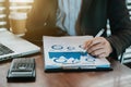 Businessman working at office with documents and laptop on his desk, financial adviser analyzing data Royalty Free Stock Photo