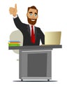 Businessman working in the office. Illustration on white background.