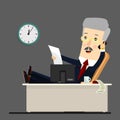 Businessman working at office, vector illustration, flat style. Business concept cartoon illustration