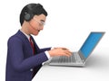 Businessman Working Online Indicates World Wide Web And Biz Royalty Free Stock Photo
