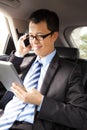 Businessman working with tablet and smart phone Royalty Free Stock Photo