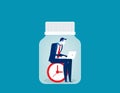 Businessman working trapped inside of bottle. Concept business vector illustration, Freedom, Liberty