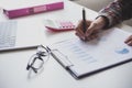 Businessman working at work table,home office desk background Royalty Free Stock Photo