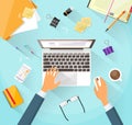 Businessman Workplace Desk Hands Working Laptop Royalty Free Stock Photo