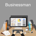 Businessman workspace illustration.