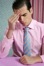 Businessman worried headache stressed and sad Royalty Free Stock Photo