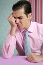 Businessman worried headache stressed and sad Royalty Free Stock Photo