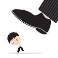 Businessman, worry and fear the shoes of boss stomp, abstract of business competition target concept Royalty Free Stock Photo