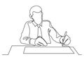 Businessman writing document - single line drawing Royalty Free Stock Photo