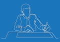 Businessman writing document - single line drawing Royalty Free Stock Photo