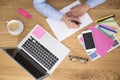 Businessman writing notes at home Royalty Free Stock Photo