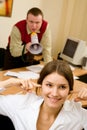 Businessman yelling on his associate at office Royalty Free Stock Photo