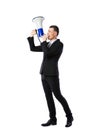 Businessman yelling through megaphone Royalty Free Stock Photo