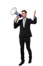 Businessman yelling through megaphone Royalty Free Stock Photo