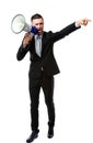 Businessman yelling through megaphone Royalty Free Stock Photo