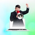 Businessman yelling with a megaphone Royalty Free Stock Photo