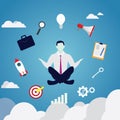 Businessman in Yoga Position. Calm Relax In Business