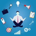 Businessman in Yoga Position. Calm Relax In Business