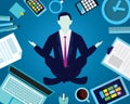 Businessman in Yoga Position. Calm Relax In Business