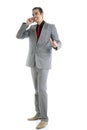 Businessman young full body talking phone