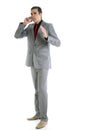 Businessman young full body talking phone