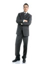 Businessman young stand up, full length on white