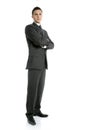 Businessman young stand up, full length on white