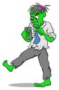 Businessman zombie with a smartphone