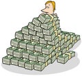 Businessmanand big pile of money concept cartoon Royalty Free Stock Photo