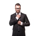 Businessmanman in black suit and glasses Royalty Free Stock Photo