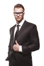 Businessmanman in black suit and glasses Royalty Free Stock Photo