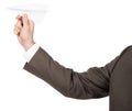 Businessmans hand holding paper plane Royalty Free Stock Photo