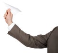 Businessmans hand holding paper plane Royalty Free Stock Photo