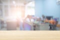 Businessmen blur in the workplace or work space of laptop on table in office room with computer or shallow depth of focus of Royalty Free Stock Photo