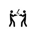 Businessmen with boxing gloves ready to fight. Business rivalry, competition concept. Simple style illustration on white ba Royalty Free Stock Photo