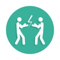 Businessmen with boxing gloves ready to fight. Business rivalry icon in Badge style Royalty Free Stock Photo