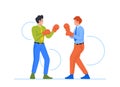 Businessmen Boxing In Office, Male Characters Display Competitive Spirit And Determination, Conflicts,