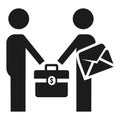 Businessmen bribery icon, simple style