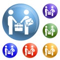 Businessmen bribery icons set vector