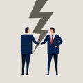 Businessmen broken contract relationship partnership failure cracked disagreement. businessman handshake Royalty Free Stock Photo