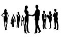 Businessmen and businesswomen silhouettes on the white background..