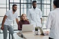 Businessmen and businesswomen talking during a meeting Royalty Free Stock Photo