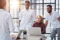 Businessmen and businesswomen talking during a meeting Royalty Free Stock Photo