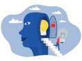 Businessmen changing a light bulb in their heads, new thinking Exchanging ideas in the brain concept vector illustrator